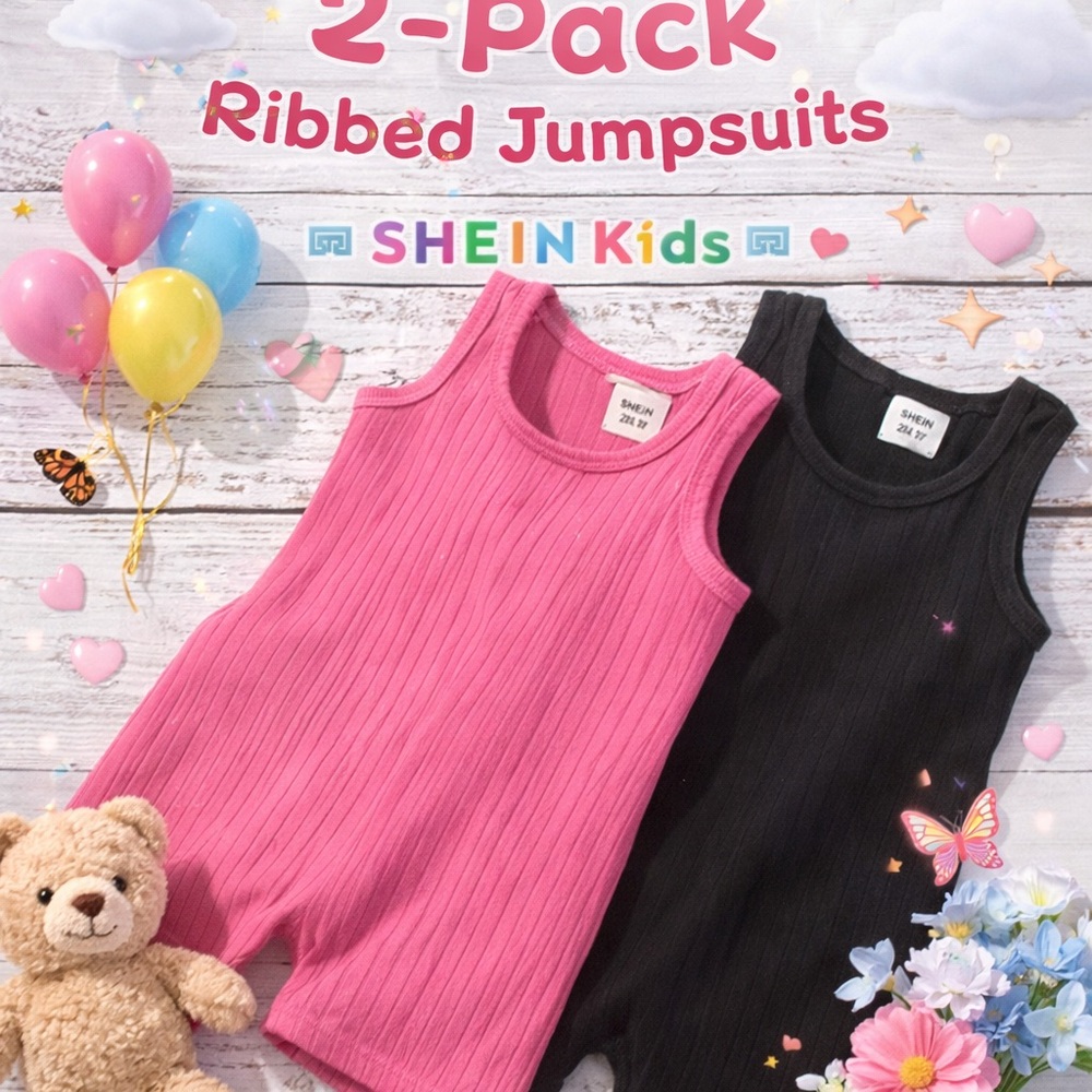 SHEIN Kids‎ Ribbed Jumpsuit - Black
